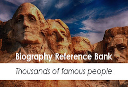 Biography Reference Bank (photo of Mount Rushmore in background) 