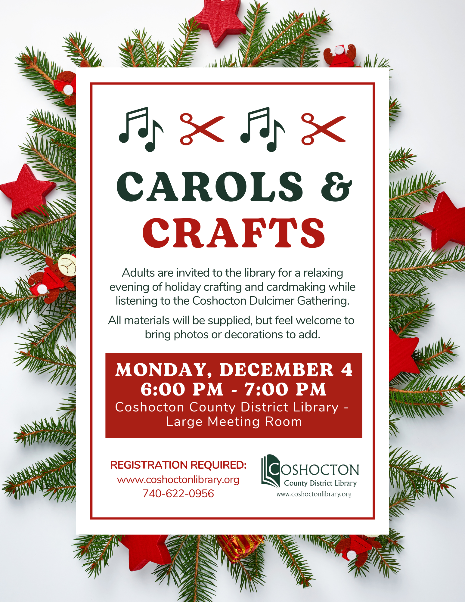 Carols & Crafts program flyer