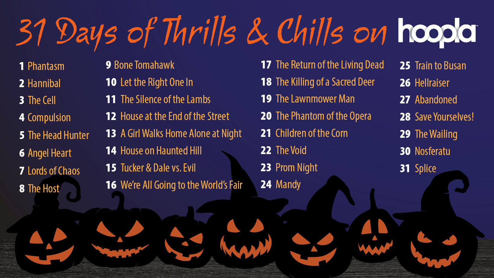 31 days of thrills and chills on hoopla