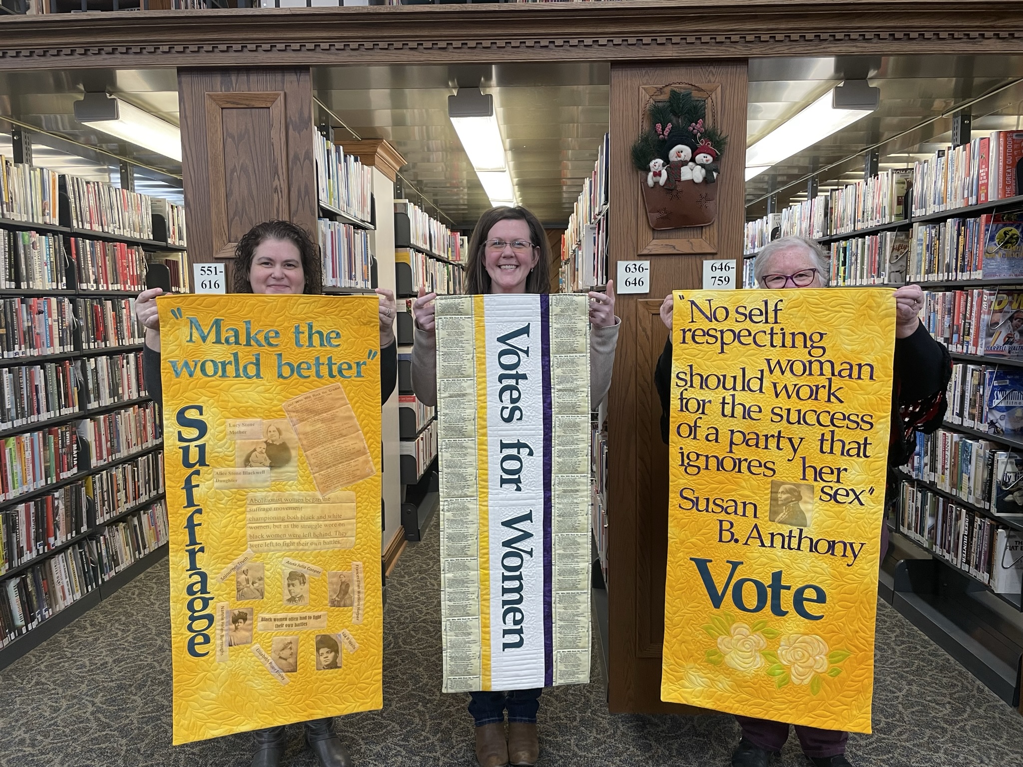 women's suffrage quilt panels by Carolyn Mann