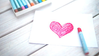 crayon and heart